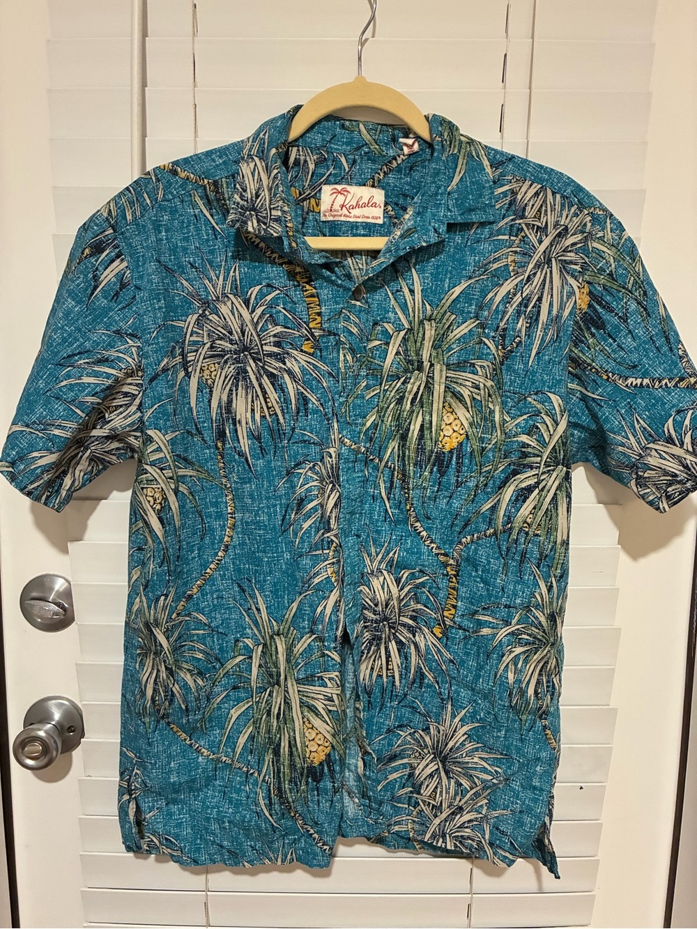 Made in USA Men’s Teal Tropical Print Hawaiian Shirt
